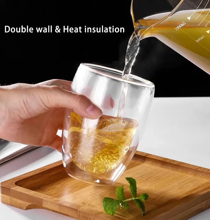 IKOO insulated borosilicate glassware tea cup mug double wall glass cups wholesale with logo