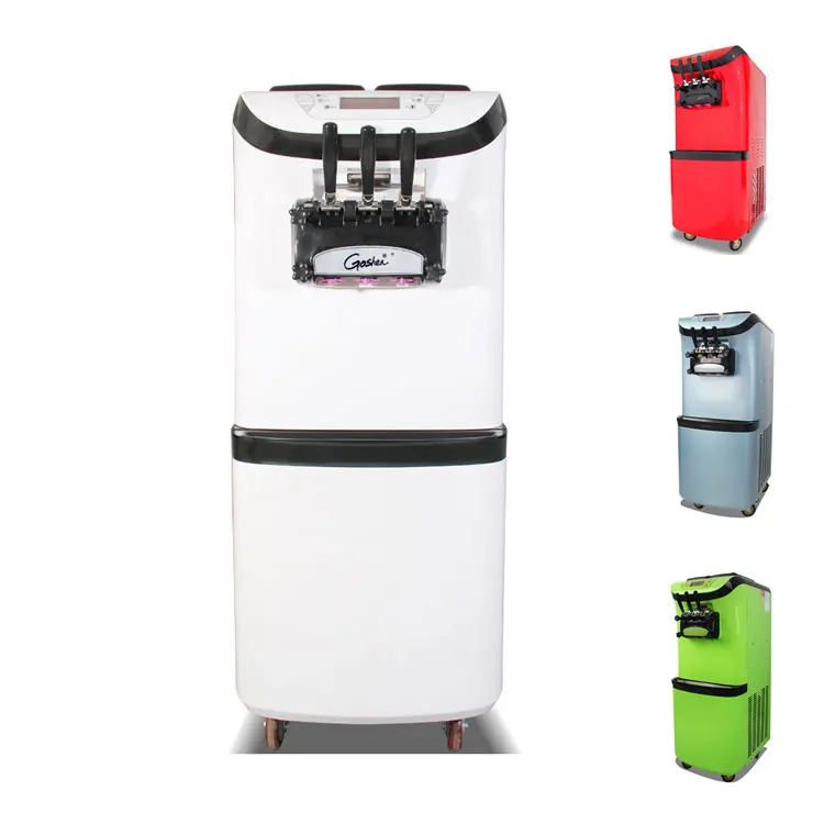 Floor standing 3 Flavor Air Pump Soft Serve Chinese Commercial Ice Cream Making Machine with Pre-Cooling Systems BK208S