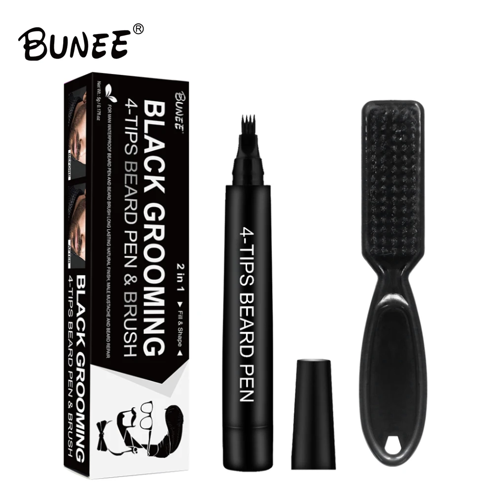 High Quality Waterproof Proof Long Lasting Natural Finish Barber Pencil and Brush Kit Male Mustache Repair Beard Filling Pen