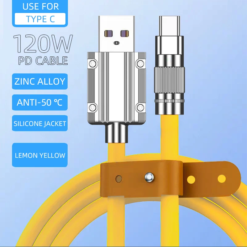 6A 120W travel Charge data cable USB A To Type C Usb-C Micro Silicone Soft Pd Charger Fast Charging Phone Data Cable