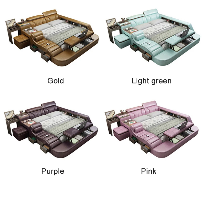 Wholesale Luxury Bedroom Furniture with Dressing Table Modern Designs Multi Functional Smart Massage King Size Bed Bedroom Sets