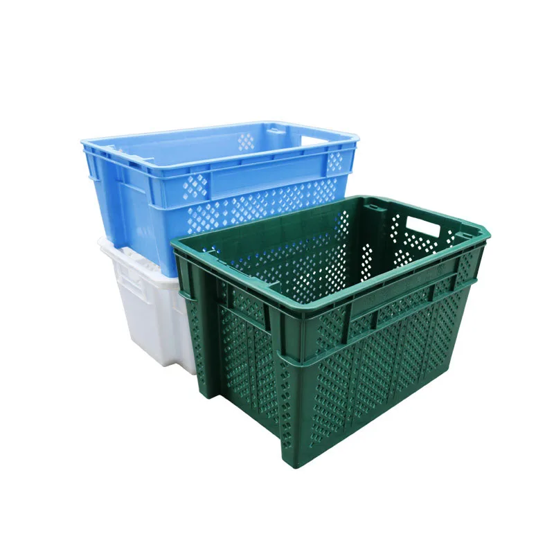 580*375*240mm reusable mesh stackable hygenic Plastic fruit and vegetable crate