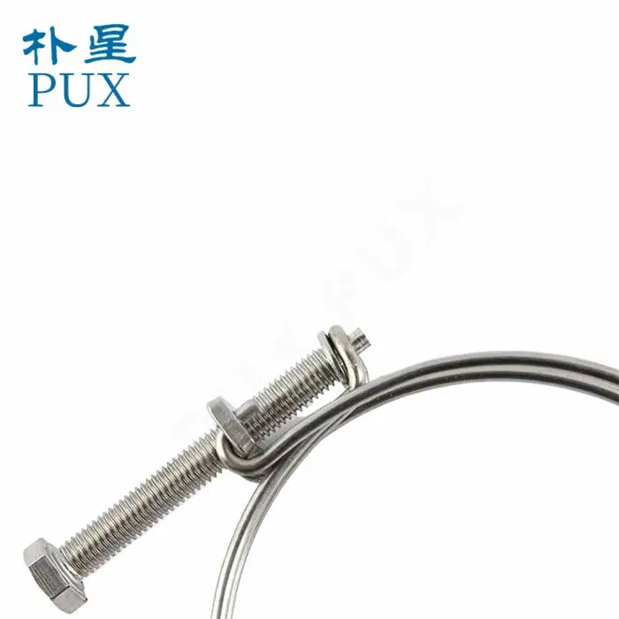 High Quality Quick Release Adjustable Stainless Steel Bolt Steel Double Wire Hose Clamp Pipe Clips Hoop For Auto spare part
