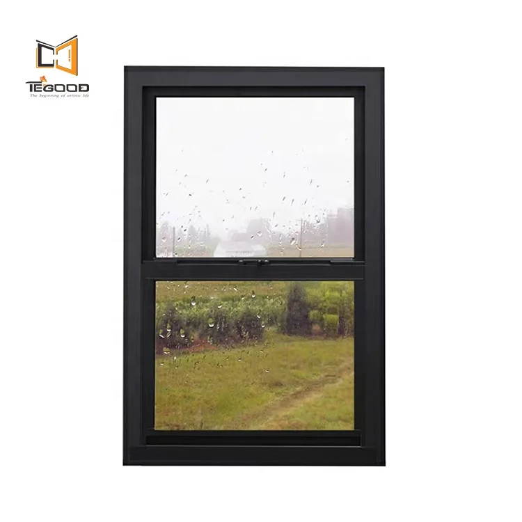 Американский стиль upvc ветрозащитное одинарное двойное вертикальное раздвижное окно для кухни