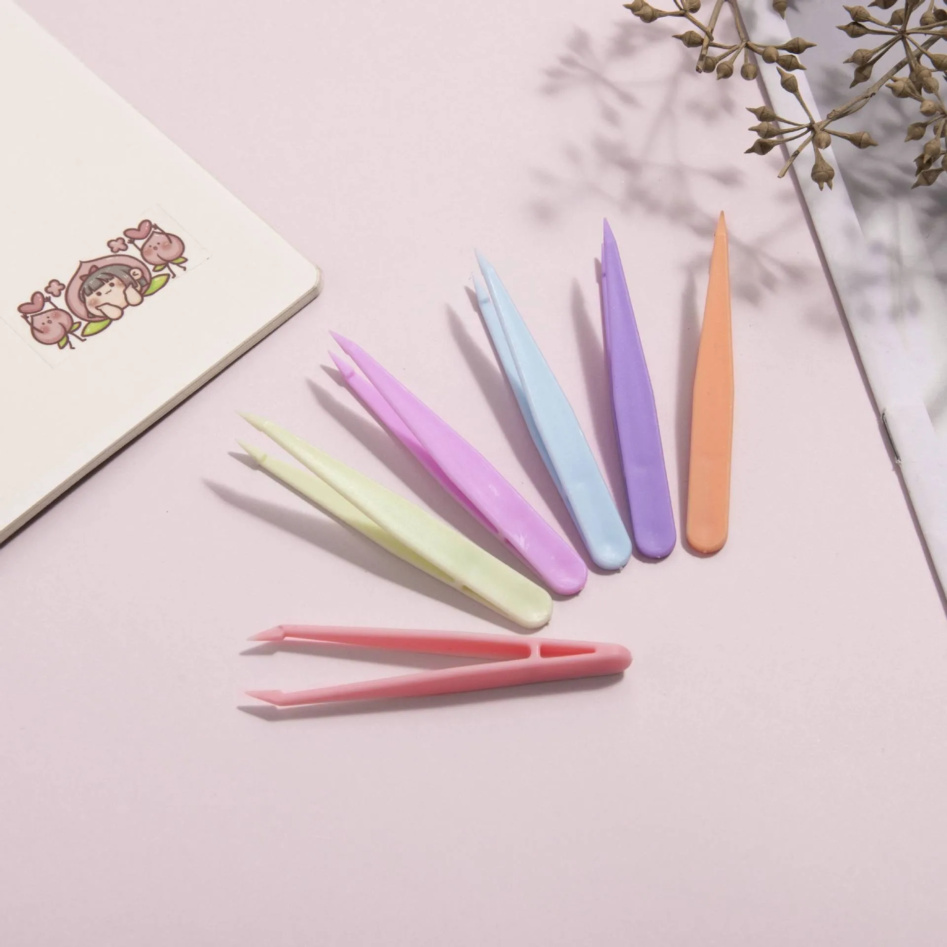 11.5cm Macaroon Color Plastic Nylon Tweezers For Kpop Poloco Nail Sticker Scrapbook Bean Jewelry DIY Craft Clip