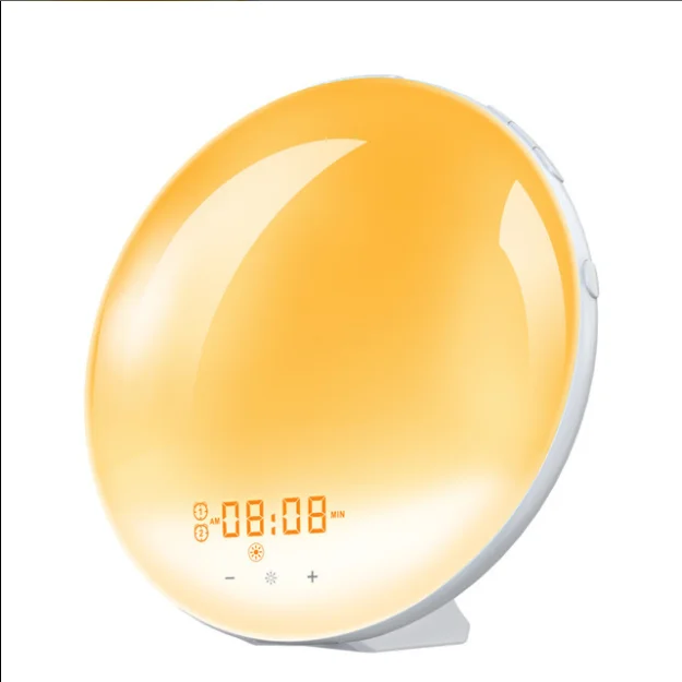 Sunrise Alarm Clock Wake Up Light Dual Alarms Snooze With Sunrise Sunset 7 Natural Sounds And FM Radio 7 Colors Atmosphere Lamp