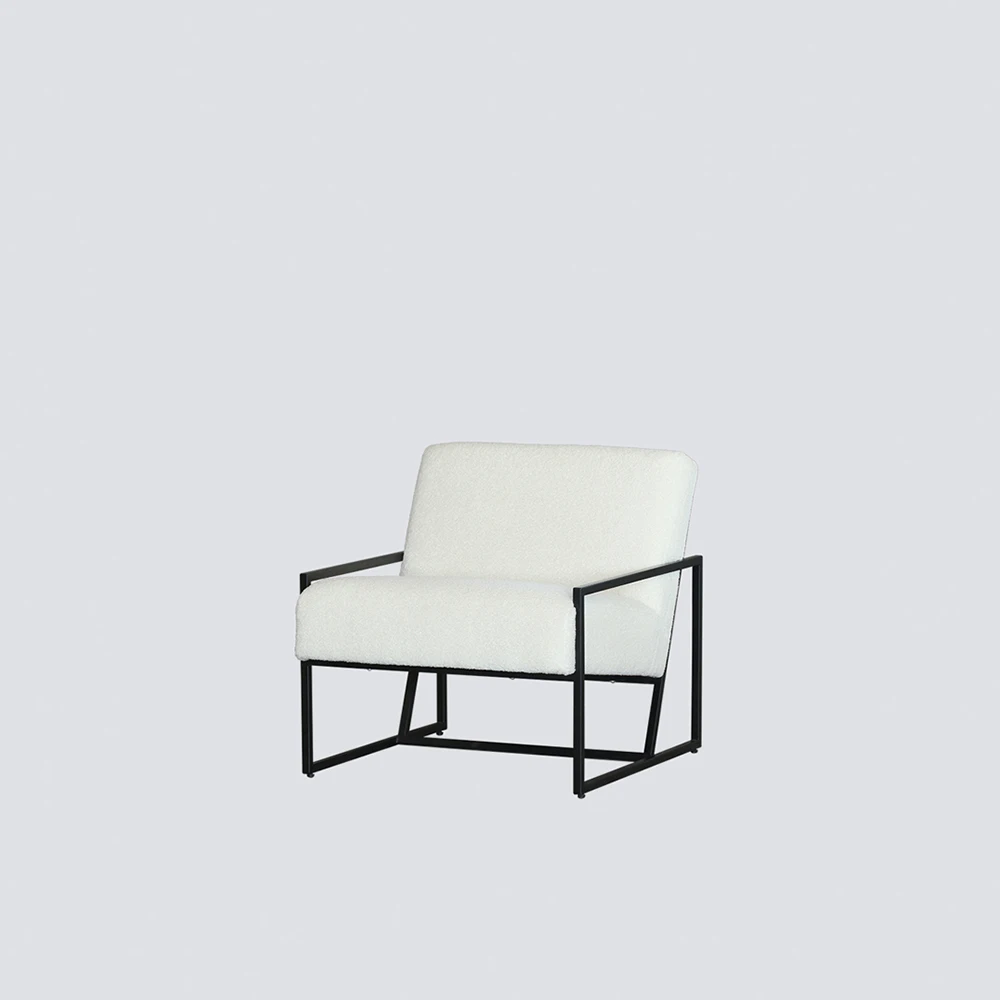 NS FURNITURE Terry fabric easy cleaning iron hammered forged metal base occasional sofa chair for living-room modern indoor set