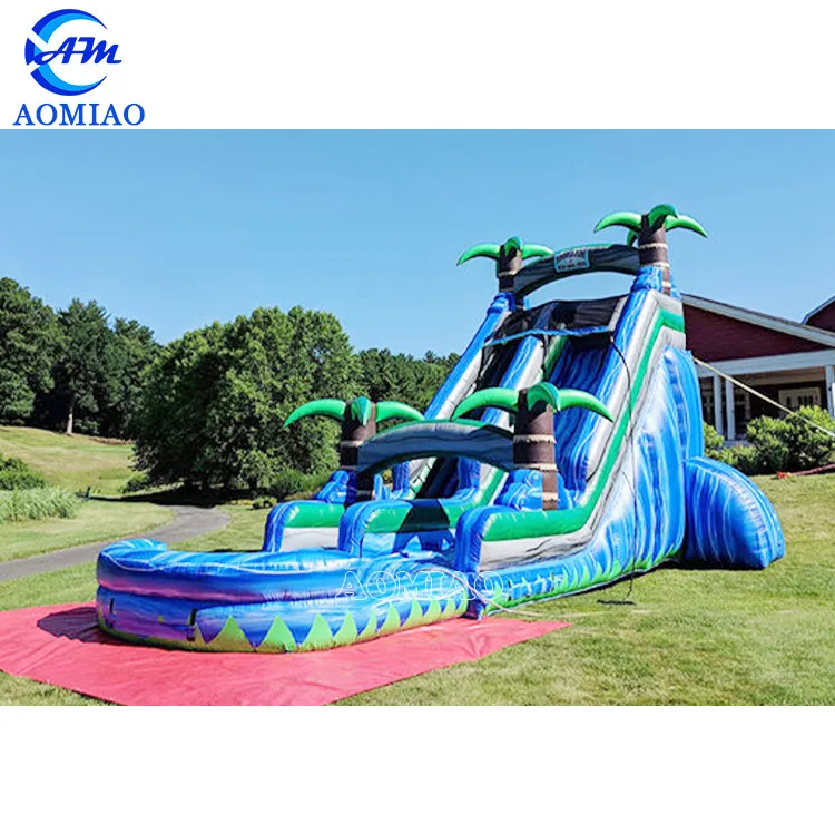 Professional design inflatable double slide inflatable water slide with small pool