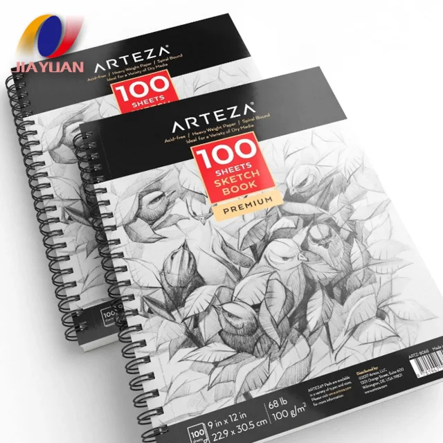 Hot Custom Printed A4 Hardcover Watercolor Blank Sketchbook Drawing Book Pad Notebook