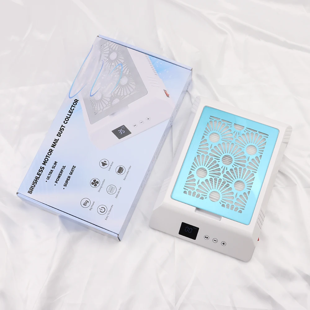 High Power Brushless Motor 85W Professional Rechargeable Nail Dust Collector Portable Low Noise Vacuum Suction Manicure Cleaner