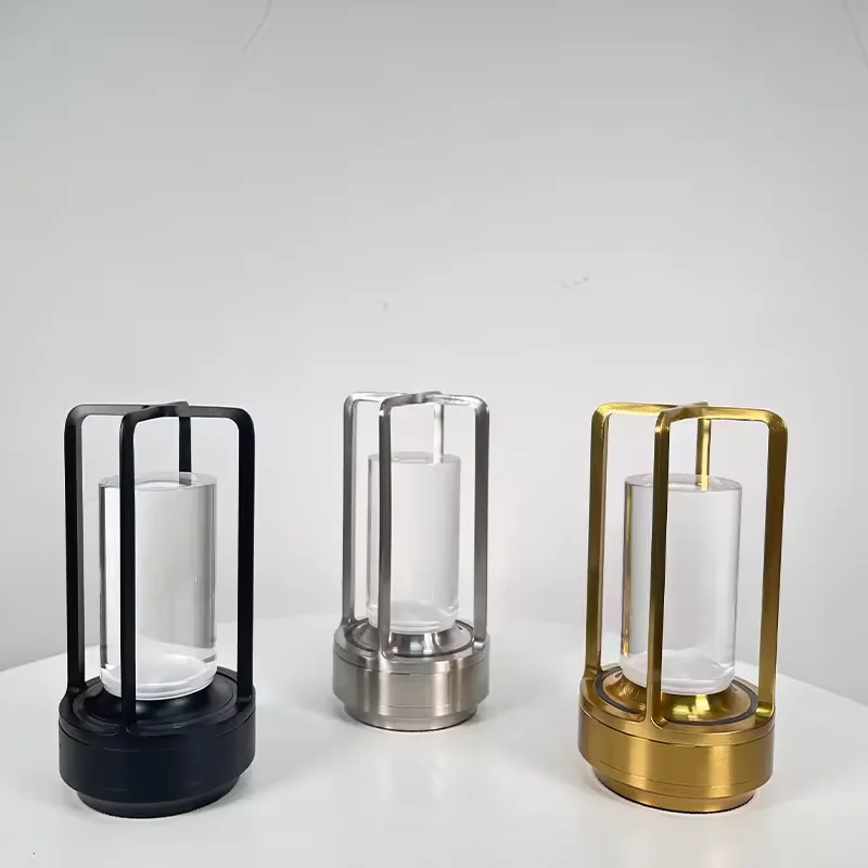 Modern Touch Night Light Luxury Outdoor Restaurant Crystal Portable Lantern Battery Rechargeable Cordless Led Table Lamp