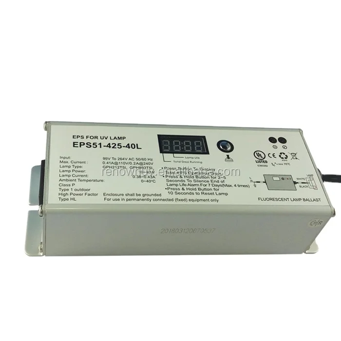 Digital ballast with LED time display for 20w~40w UV lamp lighting