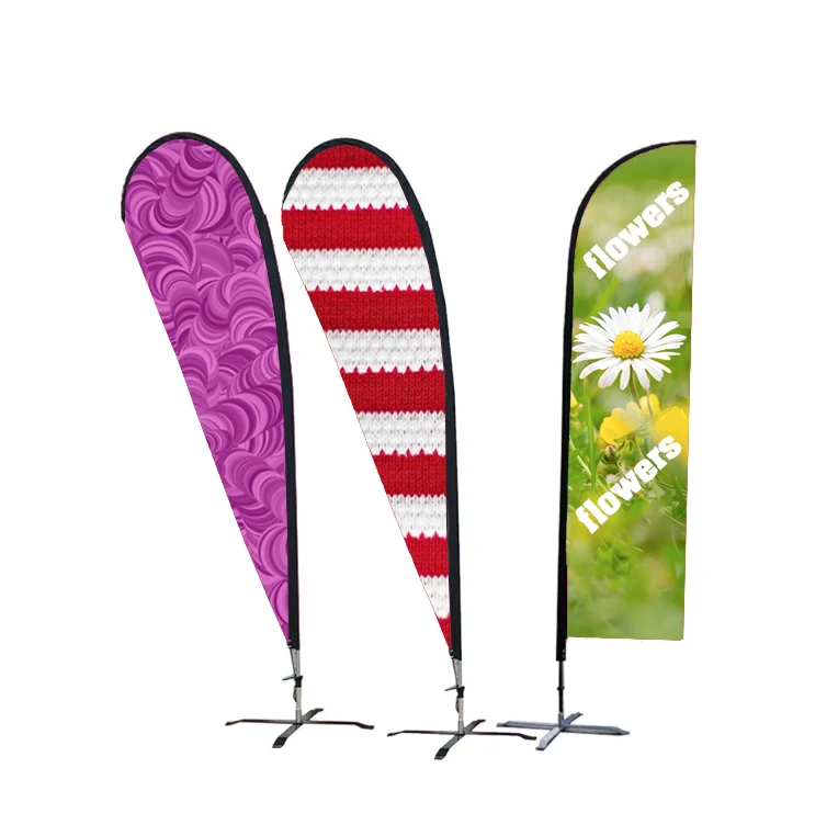 custom promotional beach feather banner flag kit with ground spike teardrop flags for sale