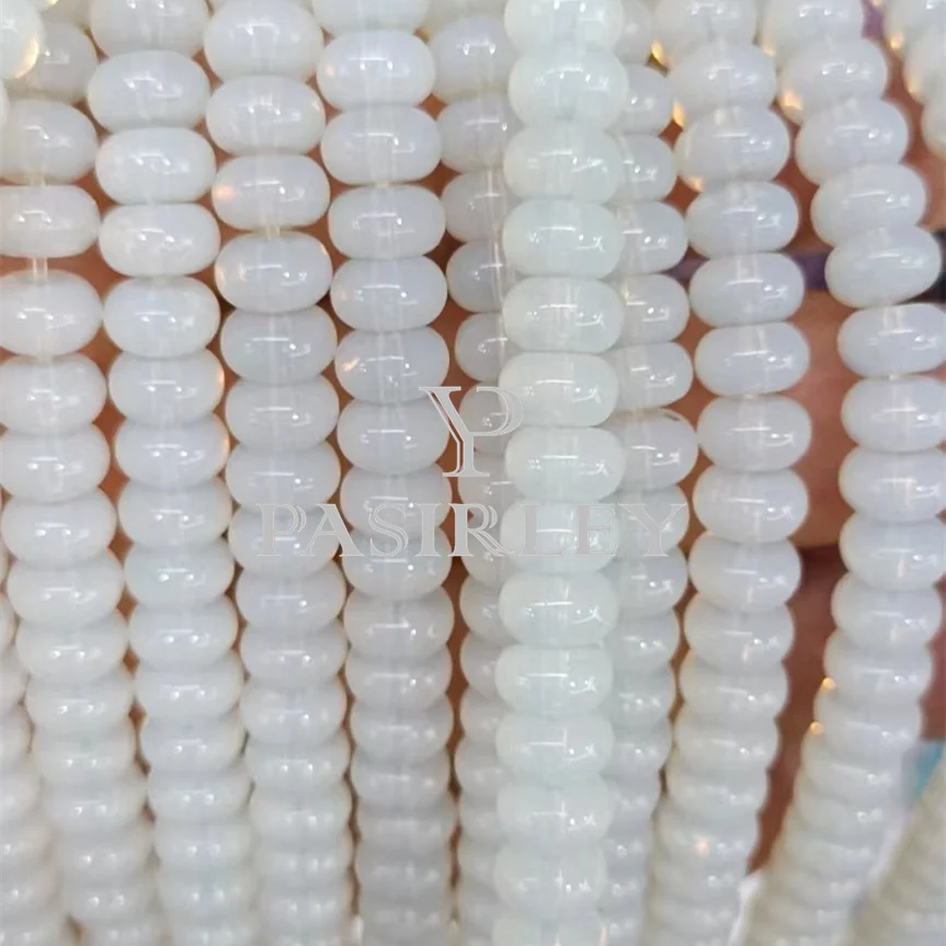 Pasirley 8mm Blue Dyed Jade Natural Agate Crystal Stone Rondelle Loose Sem Precious Gemstone Abacus Beads for Jewelry Making