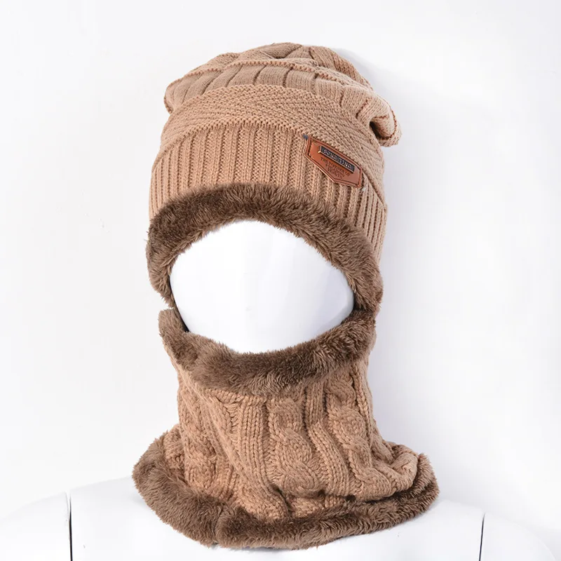 
Wholesale fashion plain men beanie hat winter set 