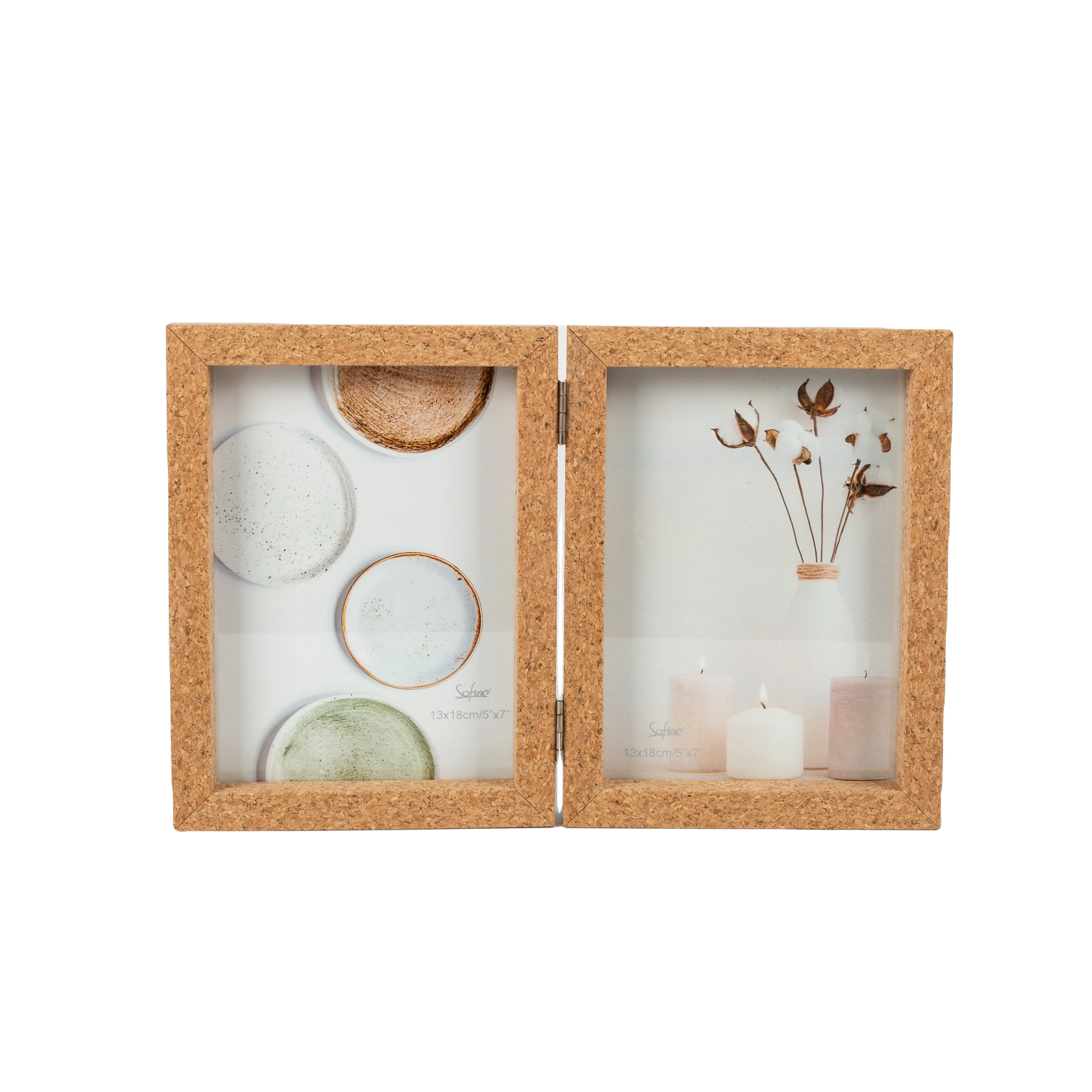 Wholesale High quality Top-grade design with cork wrapped MDF Folding wooden craft Photo Frame bilderrahmen