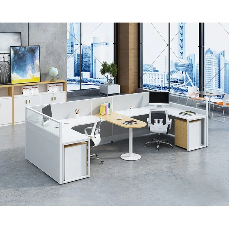 Modern Office Cubicle manager and staff sets Aluminum L Shape Cubicle Office furniture  Workstation Office Partition Desk