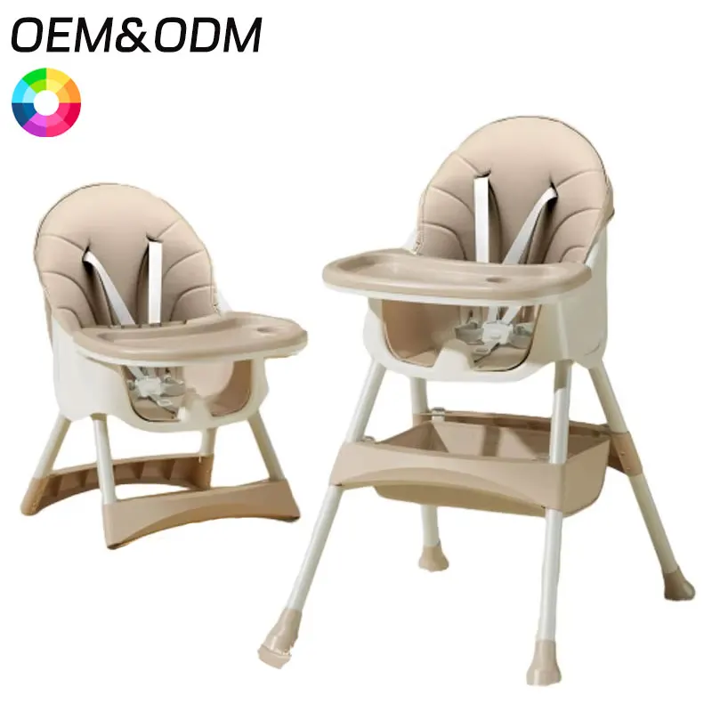 Height Adjustable Baby High Chair 3 in 1 Dining Backrest Removable Tray with Belt Portable Feeding Baby High Chair
