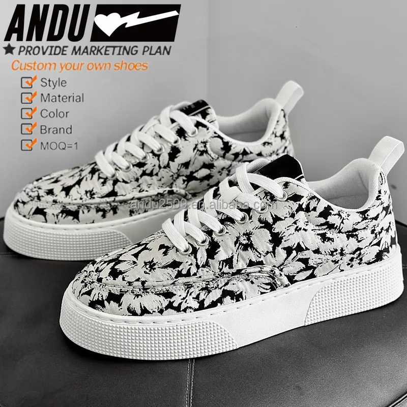 Spring Autumn Fashion Men Canvas Shoes Height Increasing Platform Shoes Vulcanized Casual Canvas Trendy Flat Walking Shoes