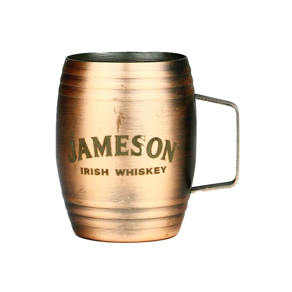 DD2908  Vintage Wine Shot Glass Barrel Beer Mug Ounce Measuring Cup With Handle Whiskey Stainless Steel Shot Glass