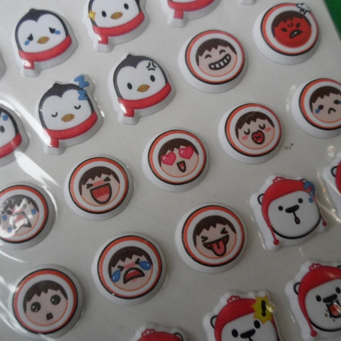 OEM character stickers for kids cute cartoon animals penguin puffy stickers custom