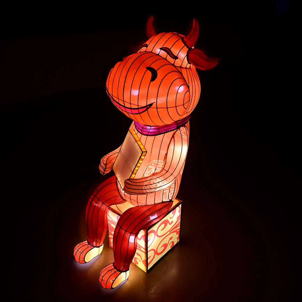 Outdoors OX Motif Lights Animals Traditional Cow Lights Festive Lanterns Halloween Decorative Lighting Decoration