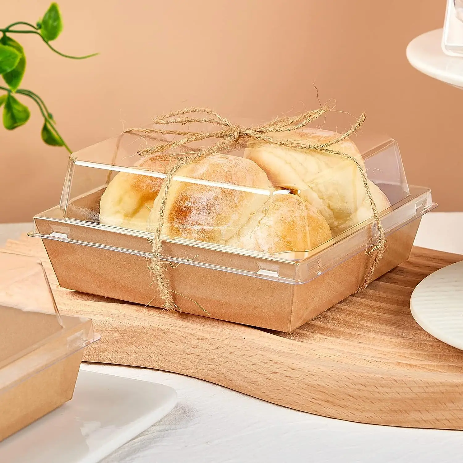 IMEE In Stock 5 inch Sandwich Donuts Swiss Roll Cake Roll Cake Slices Sushi Dessert Packaging Take Out Box with Clear Lid