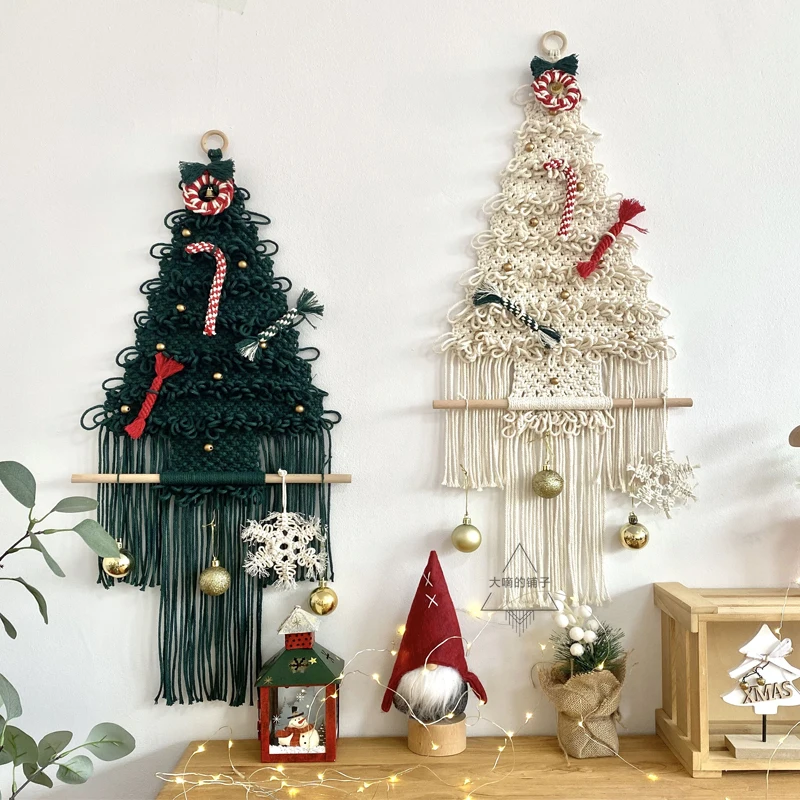 Boho Gift Farmhouse Xmas Home Decor Ornament Macrame Christmas Tree