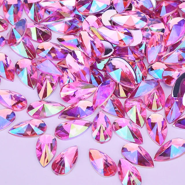 Hot Sale Product 8*13mm Acrylic Rhinestone Non Hot Fix Flat Back Rhinestone Water Drop Shape Rhinestone