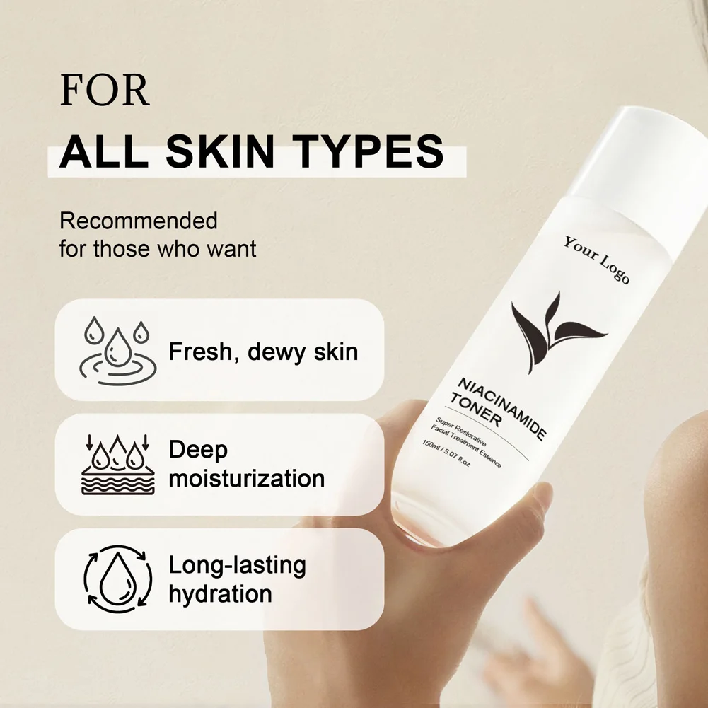 Private Label Natural Organic Whitening Refershing Moisturizing Facial Skin Care Face Niacinamide Rice Rose Korean Skin Toner