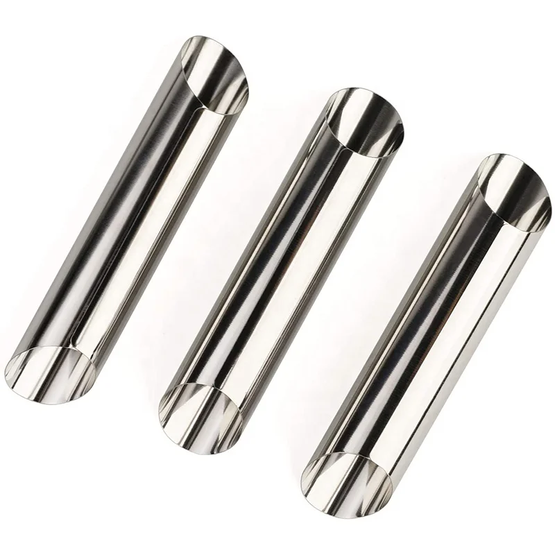 
Stainless Steel 5-inch Large Cannoli Molds Diagonal Shaped Puff Pastry Cream Horn Croissant Cannoli Tubes 