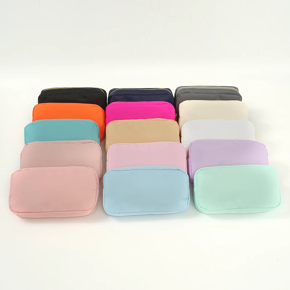 Nylon Cosmetic Pouches Waterproof Travel Make Up Clear Toiletry Beauty Eyelashes Bags Letter Patch  Organizer travel Cases