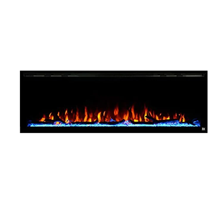 60-In Decor Flame Electric Fireplace Recessed Wall Heater Elektrische Kamine With 5 Flame Brightness