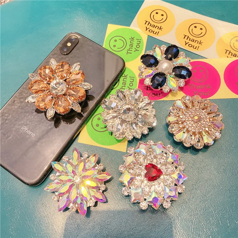 Fashion Luxury Diamond Crystal Retractable Air Cushion Mobile Phone Bracket Finger Grip