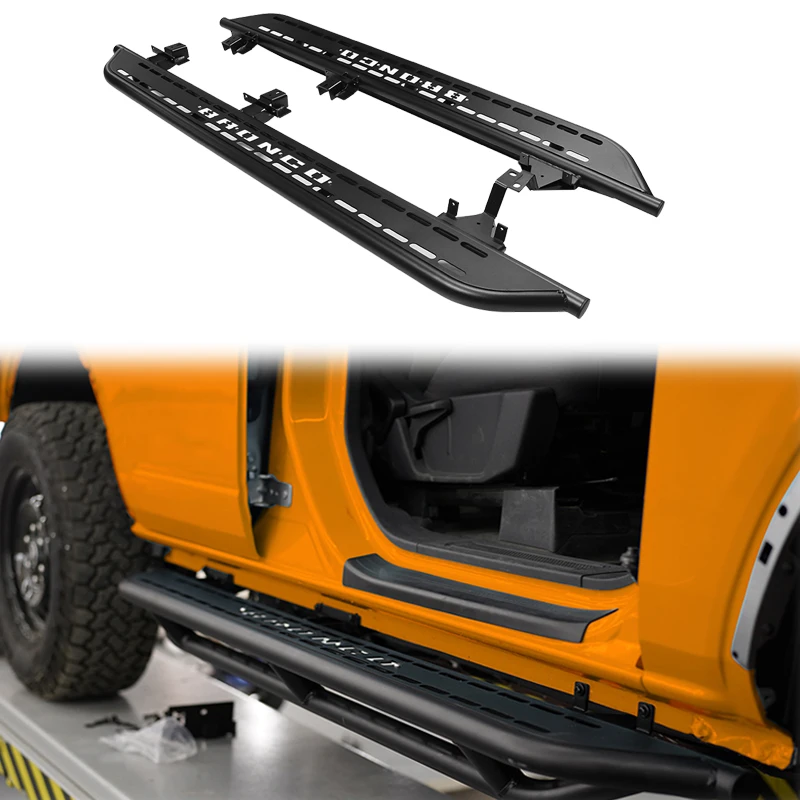 Factory wholesaler high quality universal car running board 4 doors 3 tubes black steel side bar for Ford Bronco