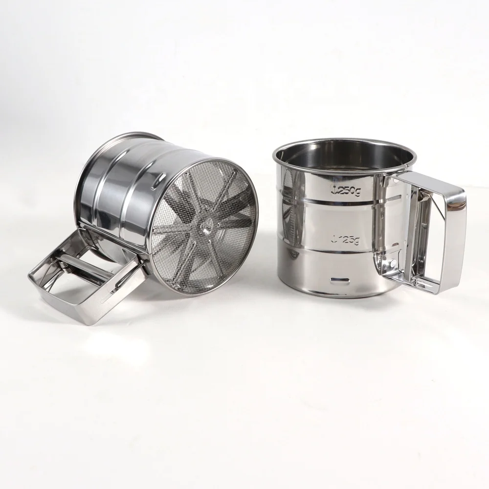 Flour Sieve Stainless Steel Shaker Sieve Cup Flour Sifter Hand Held Baking Tools Baking Strainer Sifters