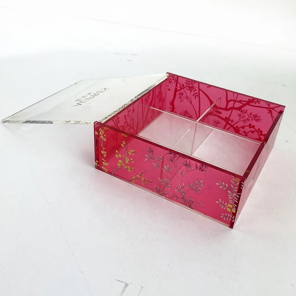 Изготовленный на заказ прозрачный красный акриловый Органайзер косметический туалетный столик поп магазин ювелирные изделия для макияжа кольцо коробка для хранения часов