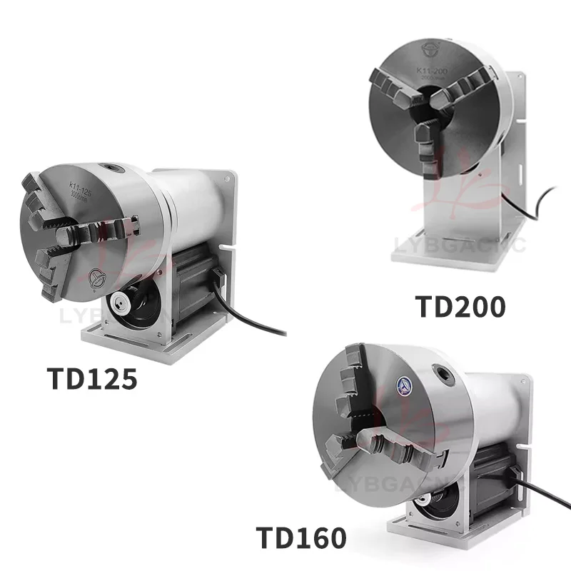 Промышленное вращающееся устройство с 3 поворотными осями TD125/TD160/TD200 для волоконно-УФ-лазерной маркировочной машины электрическое вращение