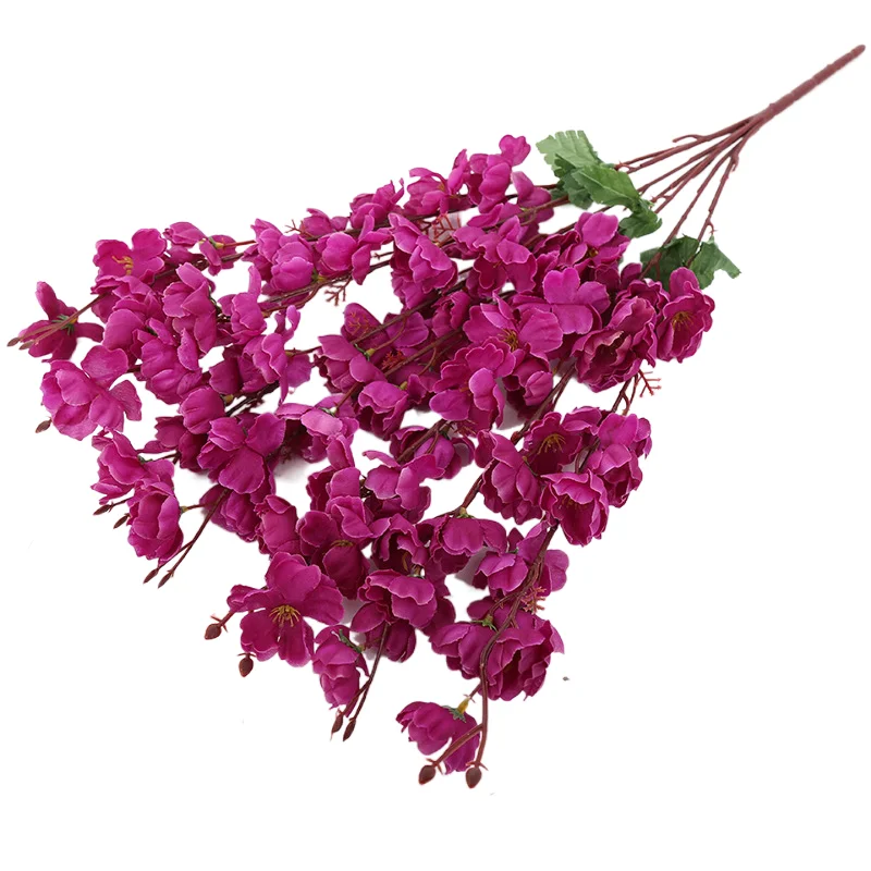 Export quality 65cm length artificial cherry blossom branch white pink silk peach flowers for decoration