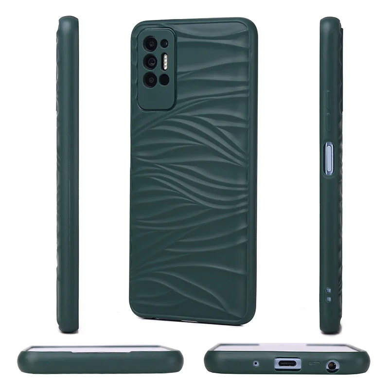 Hot Sale For Infinix Hot11s Wave Pattern Solid Color Tpu Mobile Phone Shell For TECNO Spark7 Strap Mobile Phone Protective Cover