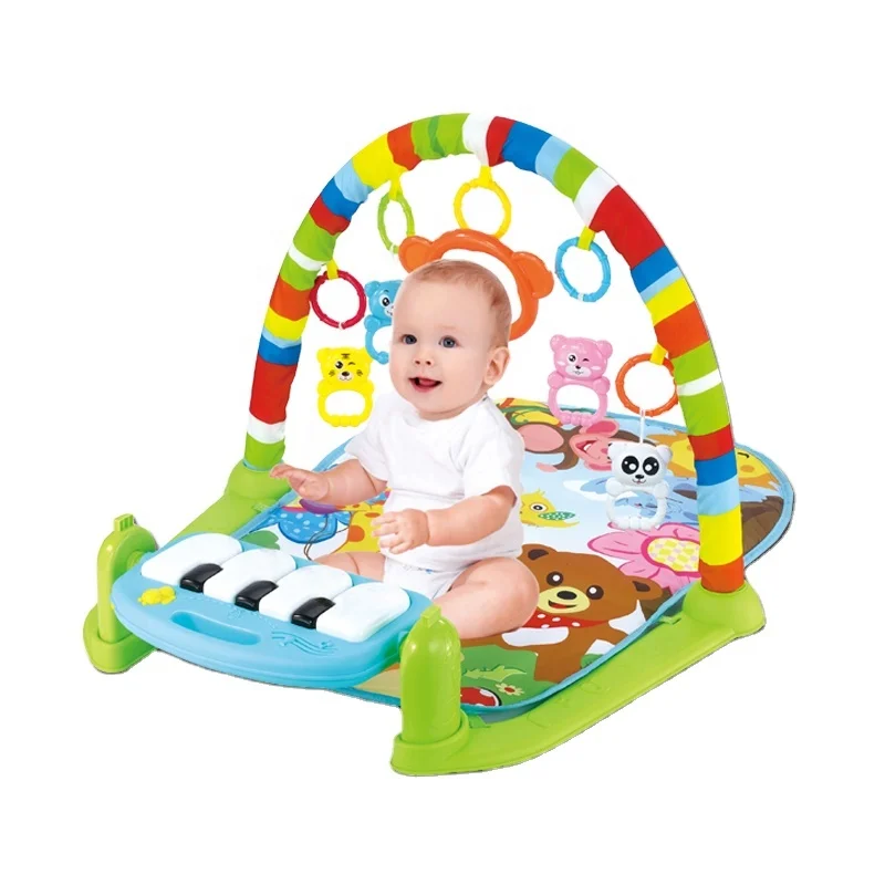 Hot amazon soft light baby gym On the piano fitness toy play mat toy early educational baby toys with music