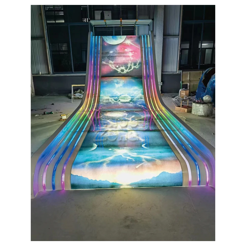 High Quality Indoor Playground Equipment Fiberglass Large Slide Multiple Lanes Slide with light for Kids Indoor play area