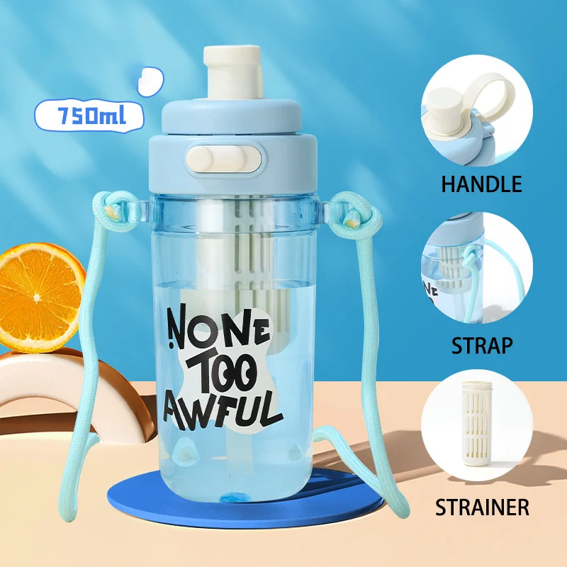New Eco Friendly Reusable Plastic Water Bottle with Paracord Handles & Strap, Straw Lid & Spout Lid Plastic Cups Water Bottle