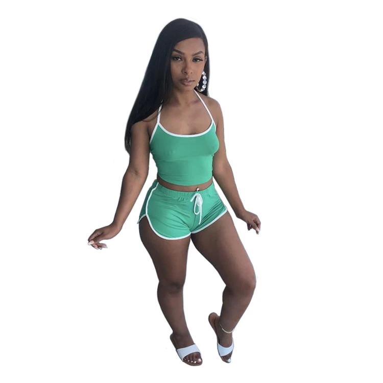 
3XL Plus Size Sexy Ladies 2pc Fitness Tracksuit Skinny Summer Women Two Piece Shorts Set 