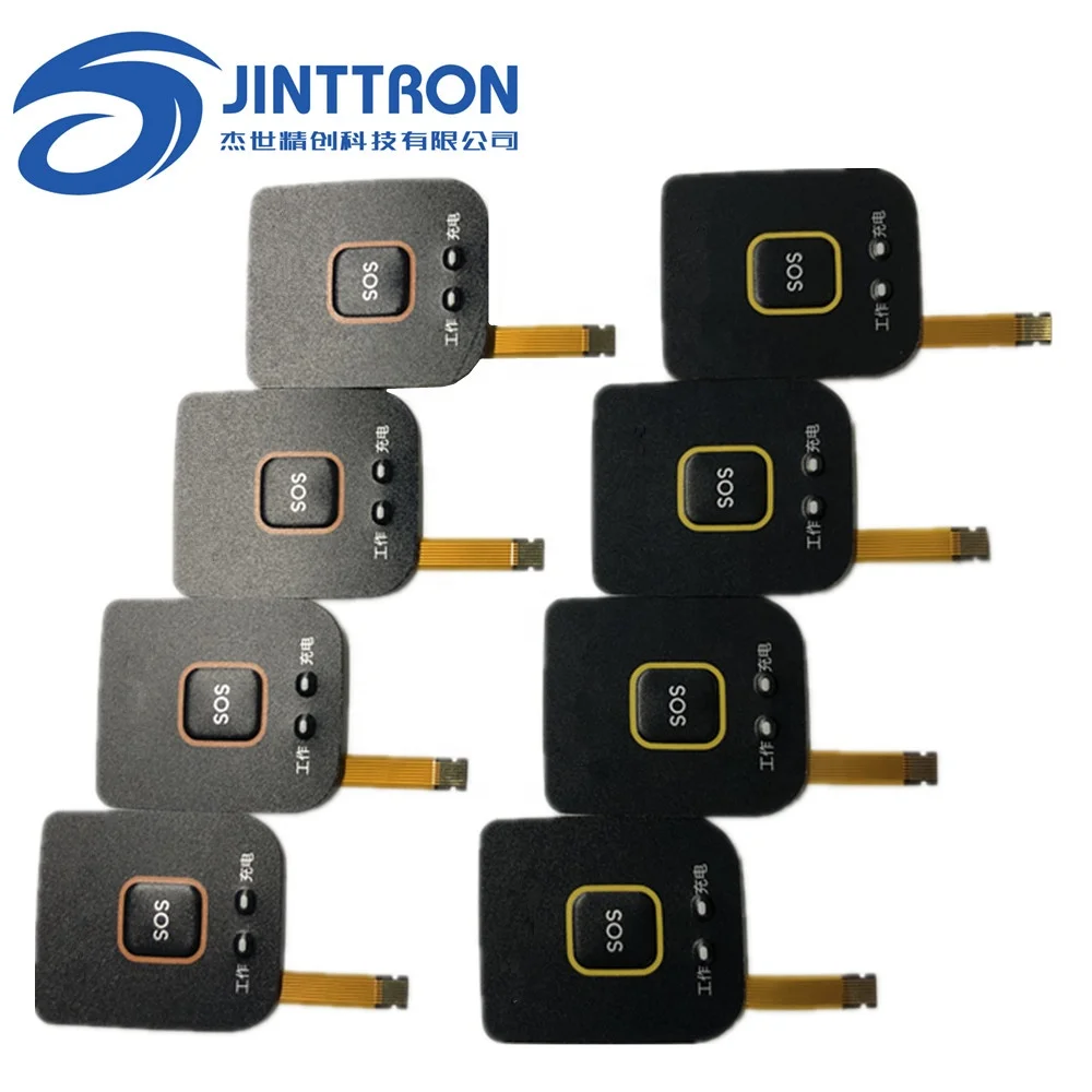 SOS one button pc keyboard two LEDs FPC circuit lexan keypad membrane panel cover for Car and Distress System Products
