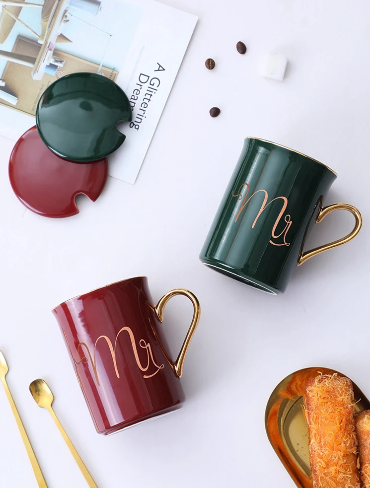 XMas mr and mrs coffee mugs with lid ceramic mug wholesale bone china mug