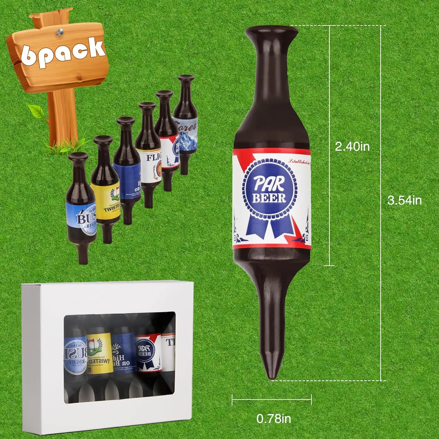 Funny Golf Gifts 3.54Inch Durable And Recyclable Plastic Golf Accessories Beer Bottle Handmade Golf Tees