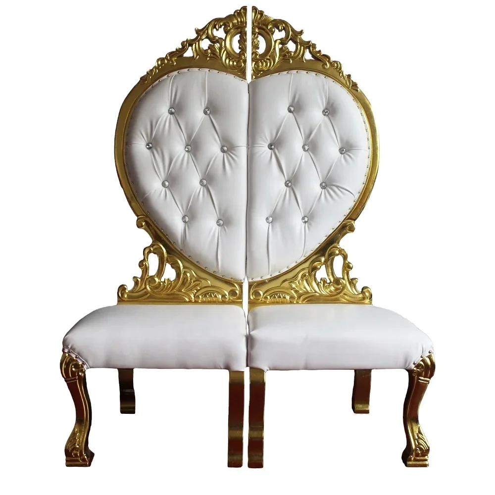 Royal Bride and Groom King Throne Chair Luxury Double High Back Sofa in Solid Wood European Style Antique Love Couple
