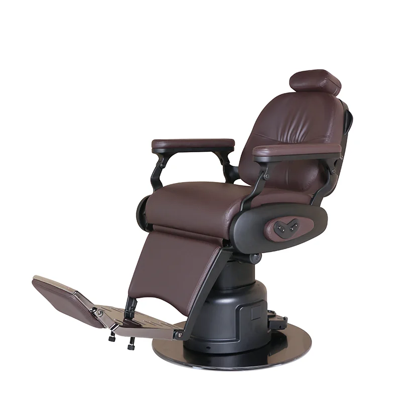 Electric Barber Chair for Beauty Salon and Hair Salon with Stainless Steel Metal Base and USB Port Rotatable  Hairdressing Chair