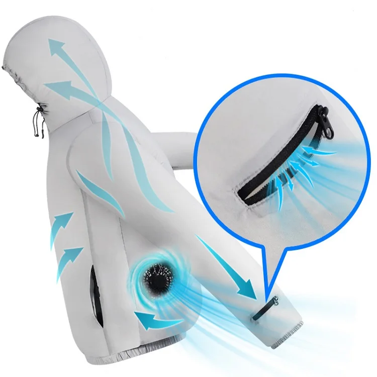 Men Women Summer Unisex Smart Fan Cooling Jacket Air Conditioned Clothes For Summer Outdoor Anti UV Waterproof Long Hoodie Coat